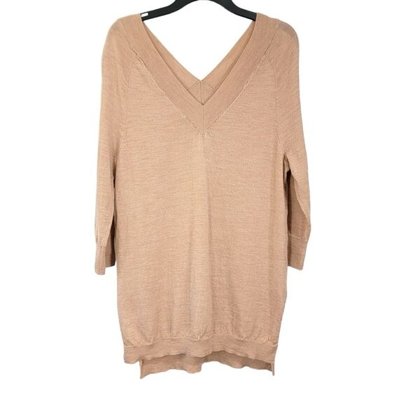 moth Sweaters - Anthropologie Moth Double V Neck 100% Extra Fine Merino Wool Warm Tan Sweater XS